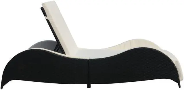 Alt view image 13 of 15 - vidaXL Patio Lounge Chair Outdoor Chaise Lounge with Cushion Poly Rattan Black