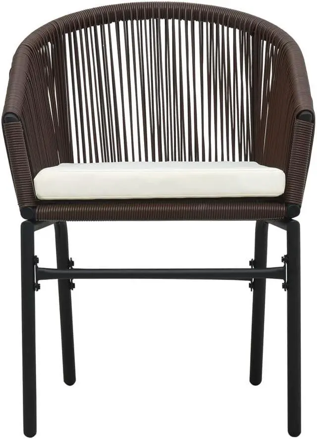 Alt view image 5 of 12 - vidaXL 3 Piece Bistro Set with Cushions PVC Rattan Brown