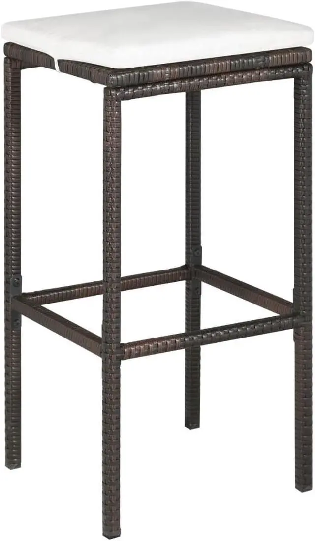 Alt view image 11 of 13 - vidaXL 5 Piece Garden Bar Set with Cushions Poly Rattan Brown