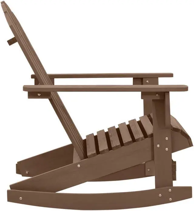 Alt view image 10 of 15 - vidaXL Adirondack Rocking Chair Porch Rocker Outdoor Patio Chair Wood Brown