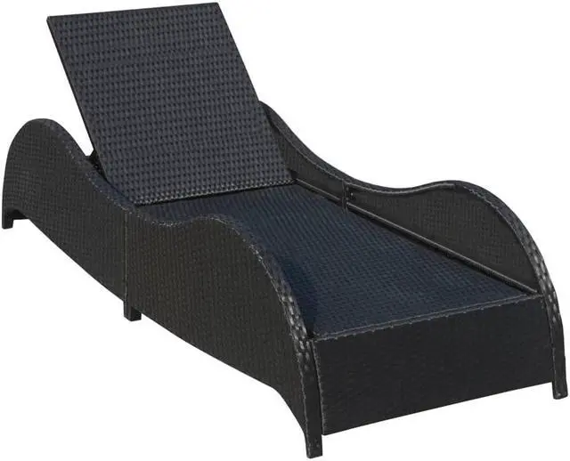 Alt view image 14 of 15 - vidaXL Patio Lounge Chair Outdoor Chaise Lounge with Cushion Poly Rattan Black