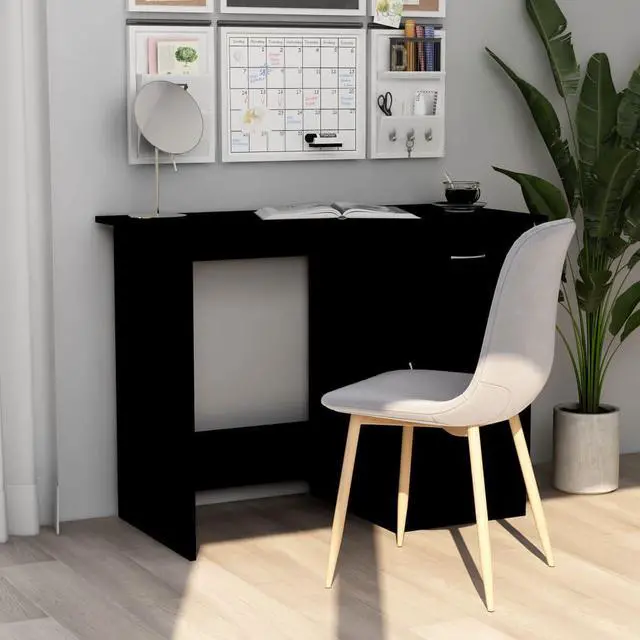 Alt view image 10 of 13 - vidaXL Desk Black Engineered Wood Study Office Work Station Writing Table