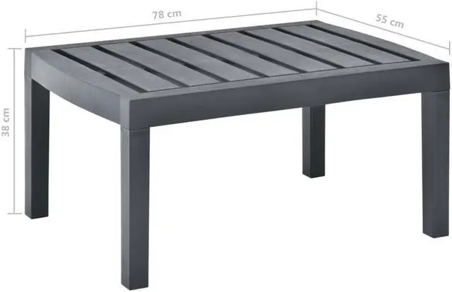 Alt view image 5 of 7 - vidaXL Lounge Table Anthracite 30.7"x21.7"x15" Plastic