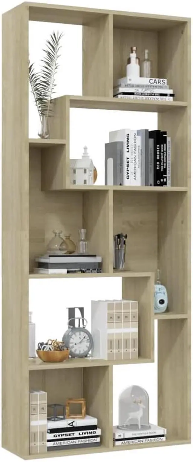 Alt view image 7 of 10 - vidaXL Book Cabinet Sonoma Oak Engineered Wood Book Shelf Chest Bookcase Rack
