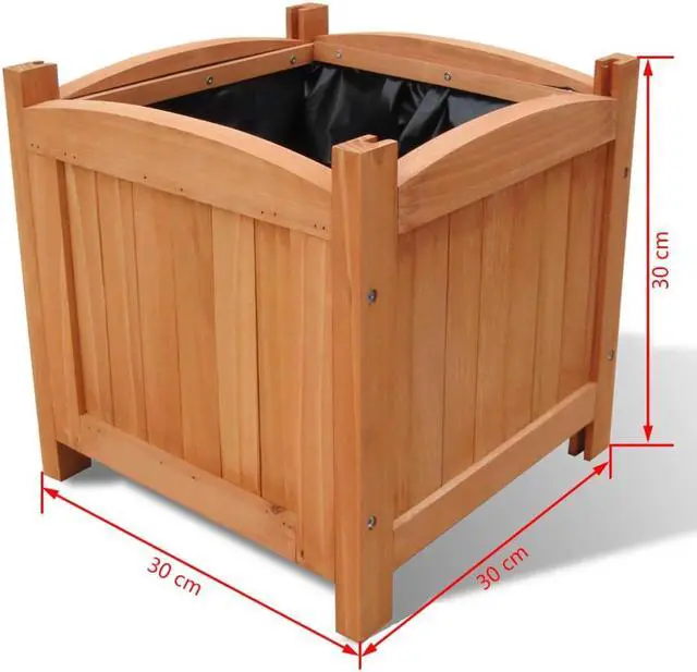 Alt view image 12 of 14 - vidaXL Planter Flower Boxes with PE Lining Patio Plant Boxes 2 Pcs Solid Wood