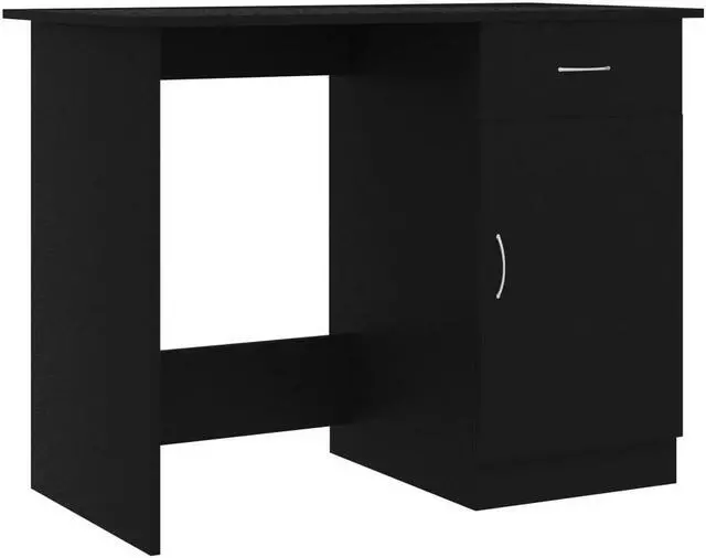 Alt view image 11 of 13 - vidaXL Desk Black Engineered Wood Study Office Work Station Writing Table