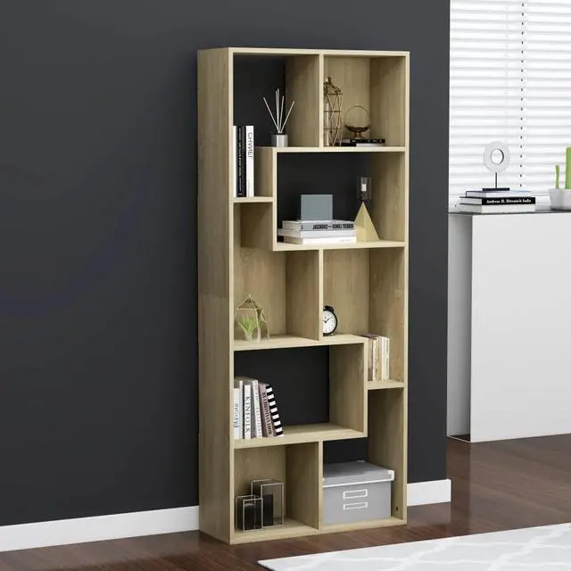 Main image of vidaXL Book Cabinet Sonoma Oak Engineered Wood Book Shelf Chest Bookcase Rack