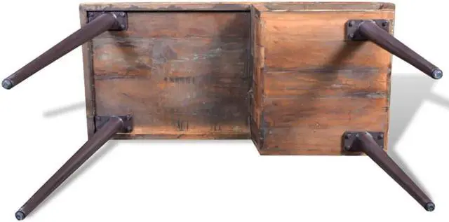 Alt view image 15 of 15 - vidaXL Desk Computer Desk Writing Table with Iron Legs Solid Wood Reclaimed