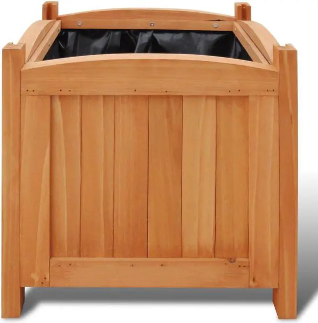Alt view image 10 of 14 - vidaXL Planter Flower Boxes with PE Lining Patio Plant Boxes 2 Pcs Solid Wood