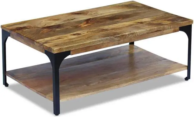 Alt view image 10 of 13 - vidaXL Coffee Table End Table with Storage Shelf Side Table Solid Wood Mango