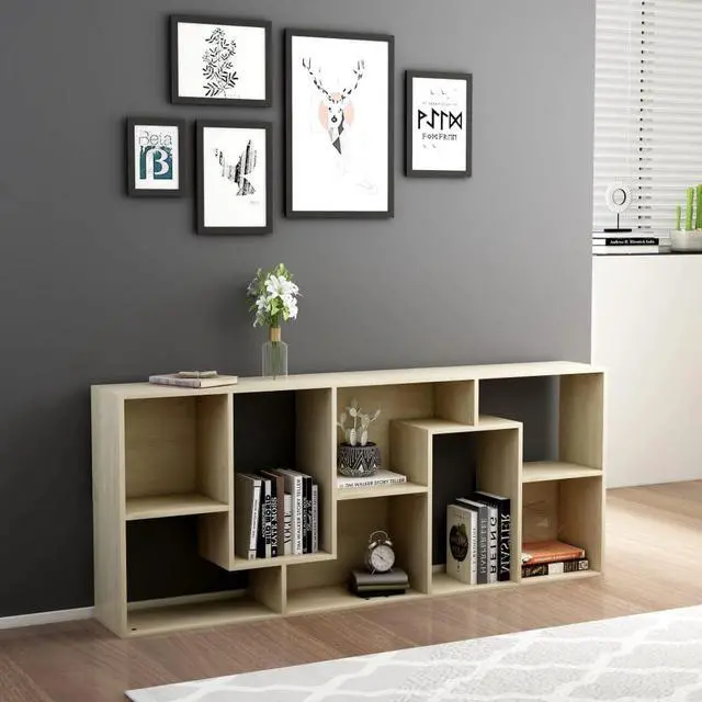 Alt view image 6 of 10 - vidaXL Book Cabinet Sonoma Oak Engineered Wood Book Shelf Chest Bookcase Rack
