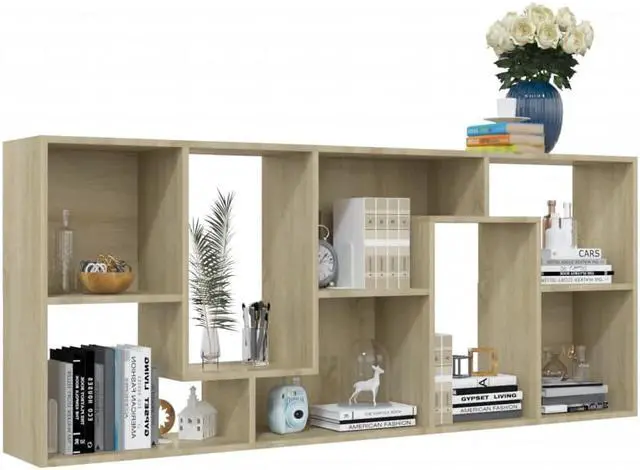 Alt view image 8 of 10 - vidaXL Book Cabinet Sonoma Oak Engineered Wood Book Shelf Chest Bookcase Rack