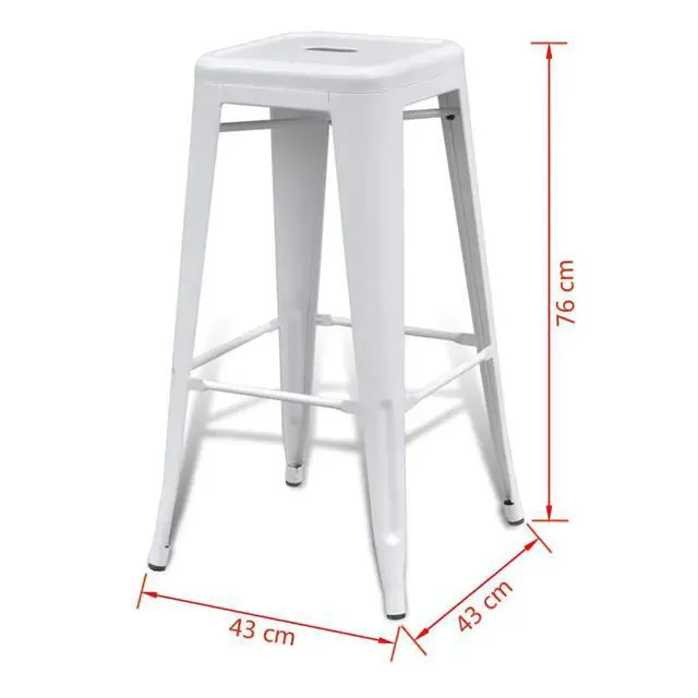 Alt view image 9 of 13 - vidaXL Bar Stools 2 pcs White Steel