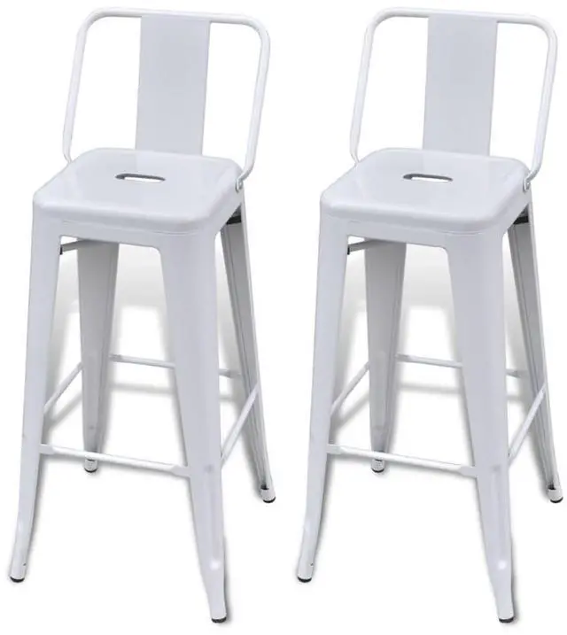 Alt view image 6 of 12 - vidaXL Bar Stools 2 pcs White Steel