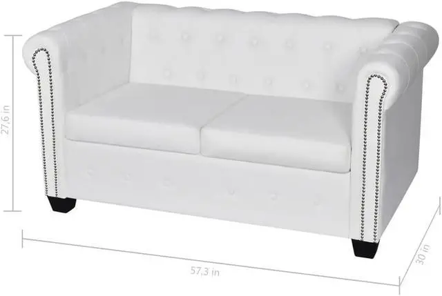 Alt view image 7 of 7 - vidaXL Sofa Chesterfield Loveseat Settee Couch Sofa Artificial Leather White