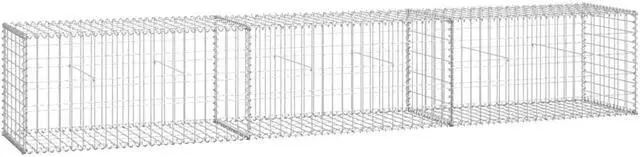 Alt view image 11 of 12 - vidaXL Gabion Wall with Covers Galvanized Steel 118"x19.7"x19.7" Garden Fence