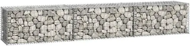 Alt view image 12 of 12 - vidaXL Gabion Wall with Covers Galvanized Steel 118"x19.7"x19.7" Garden Fence