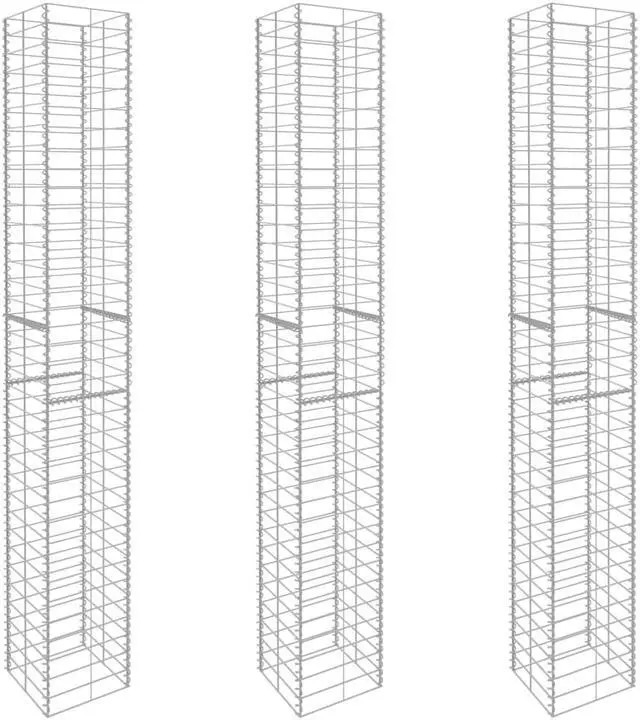 Alt view image 9 of 13 - vidaXL Gabion Baskets Gabion Wall Cage 3 Pcs Galvanized Steel 9.8"x9.8"x77.6"