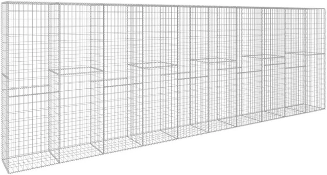 Alt view image 5 of 8 - vidaXL Gabion Wall with Cover Galvanised Steel 236.2"x19.7"x78.7"