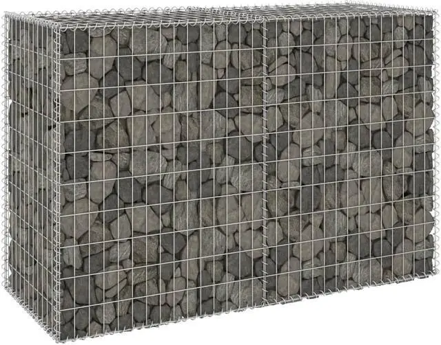 Alt view image 7 of 18 - vidaXL Gabion Wall with Covers Galvanized Steel 59.1" Gabion Basket Cage Fence