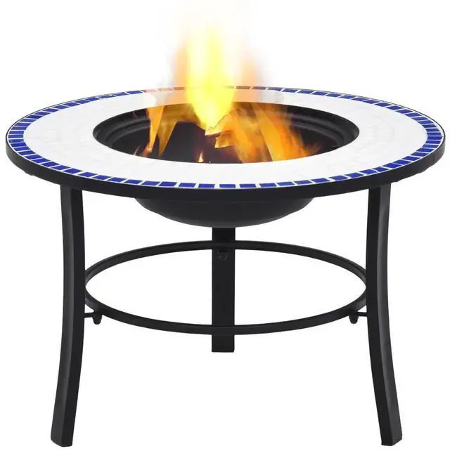 Alt view image 16 of 20 - vidaXL Fire Pit Fireplace Camping Picnic Firebowl Outdoor Blue and White Ceramic