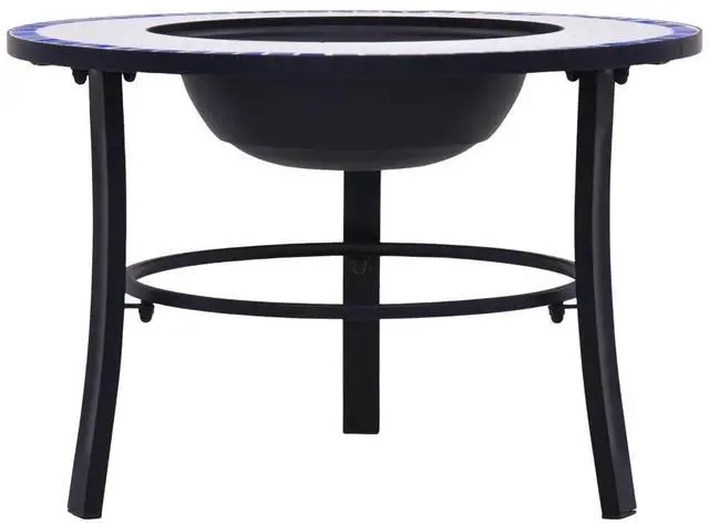 Alt view image 17 of 20 - vidaXL Fire Pit Fireplace Camping Picnic Firebowl Outdoor Blue and White Ceramic