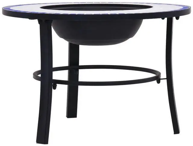 Alt view image 18 of 20 - vidaXL Fire Pit Fireplace Camping Picnic Firebowl Outdoor Blue and White Ceramic