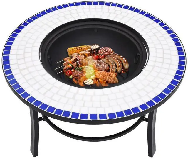 Alt view image 19 of 20 - vidaXL Fire Pit Fireplace Camping Picnic Firebowl Outdoor Blue and White Ceramic
