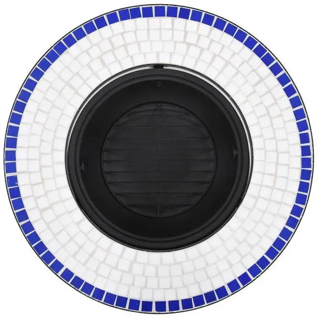 Alt view image 20 of 20 - vidaXL Fire Pit Fireplace Camping Picnic Firebowl Outdoor Blue and White Ceramic