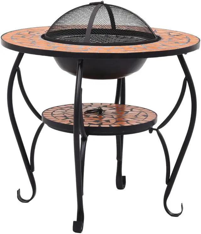 Alt view image 16 of 20 - vidaXL Fire Pit Table Fireplace for Camping Picnic Firebowl Terracotta Ceramic