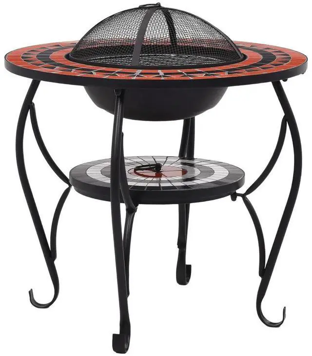 Alt view image 13 of 17 - vidaXL Fire Pit Table Fireplace for Camping Picnic Terracotta and White Ceramic