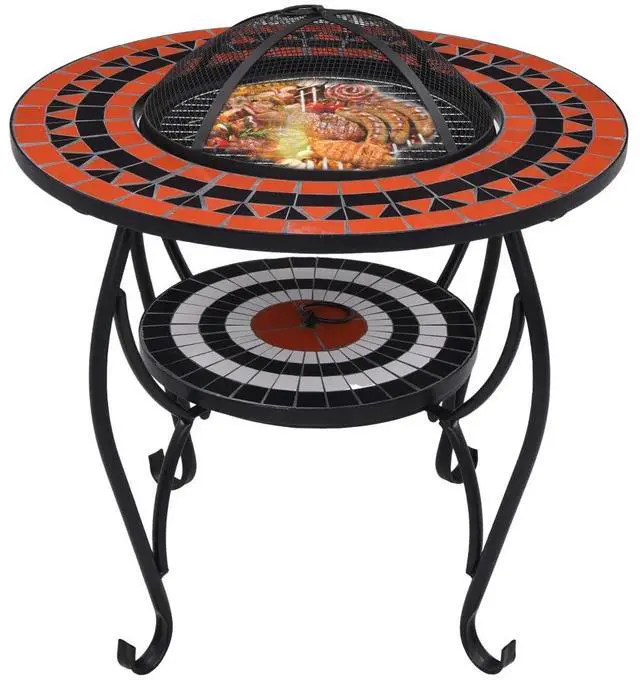 Alt view image 14 of 17 - vidaXL Fire Pit Table Fireplace for Camping Picnic Terracotta and White Ceramic