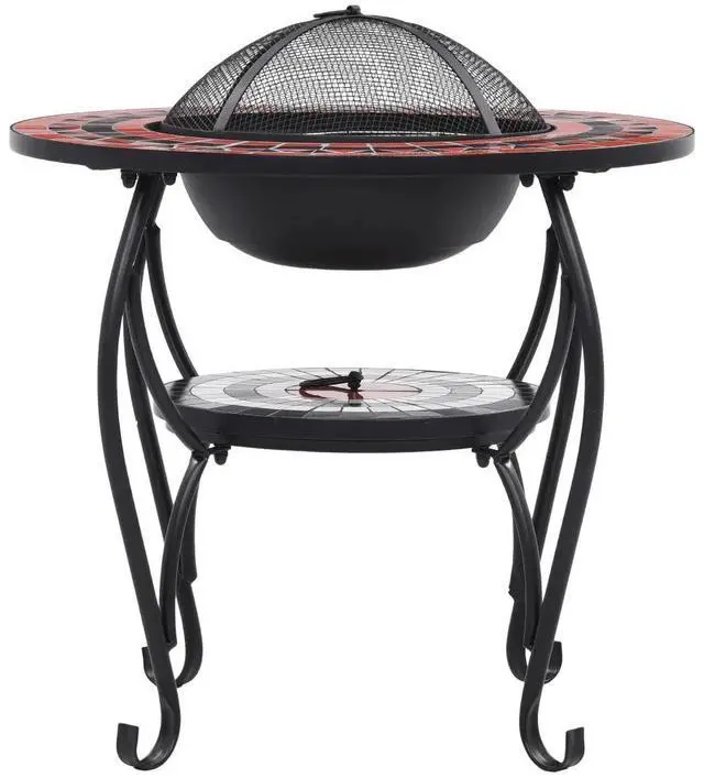 Alt view image 15 of 17 - vidaXL Fire Pit Table Fireplace for Camping Picnic Terracotta and White Ceramic