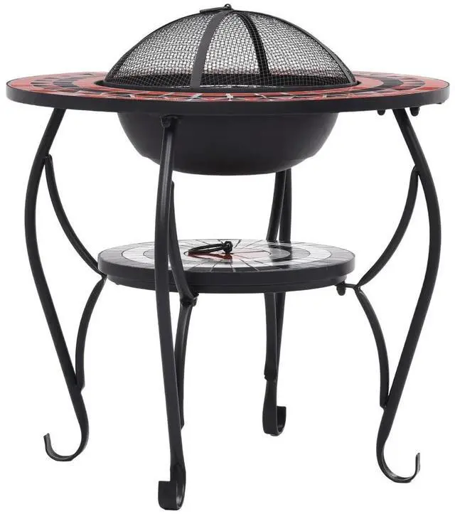 Alt view image 16 of 17 - vidaXL Fire Pit Table Fireplace for Camping Picnic Terracotta and White Ceramic