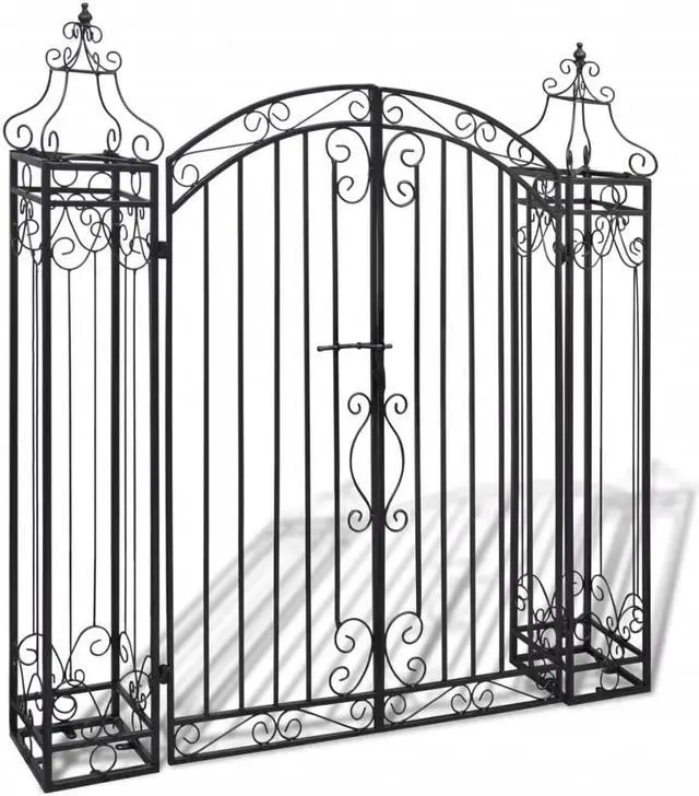 Alt view image 8 of 10 - vidaXL Garden Gate Ornamental Fence Gate with Bolt Hinge Trellis Wrought Iron