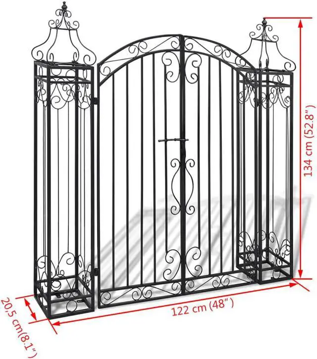 Alt view image 10 of 10 - vidaXL Garden Gate Ornamental Fence Gate with Bolt Hinge Trellis Wrought Iron