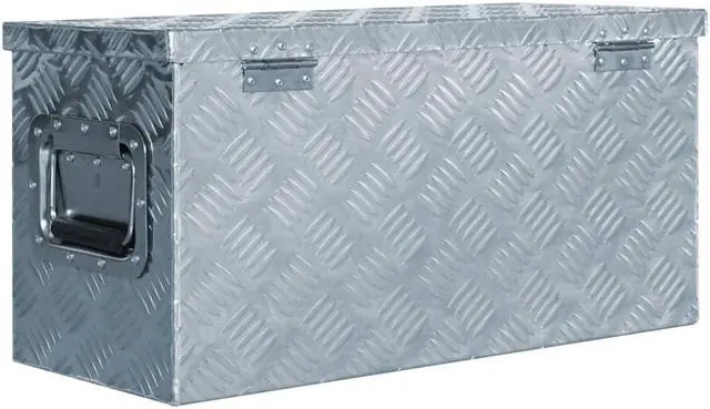 Alt view image 6 of 11 - vidaXL Aluminum Box 24.2"x10.4"x11.8" Silver Toolbox Trailer Box Organizer