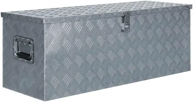 Alt view image 7 of 10 - vidaXL Aluminum Box 43.5"x15.2"x15.7" Silver Toolbox Trailer Box Organizer