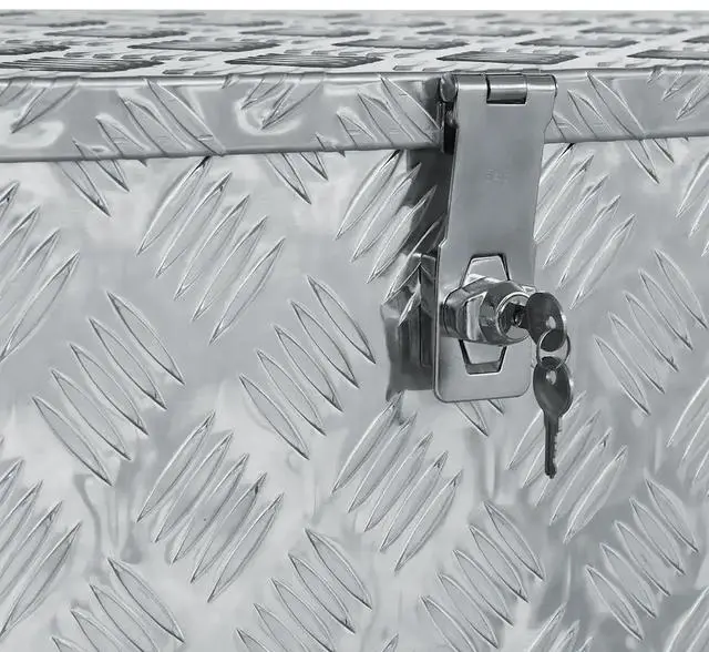 Alt view image 10 of 10 - vidaXL Aluminum Box 43.5"x15.2"x15.7" Silver Toolbox Trailer Box Organizer