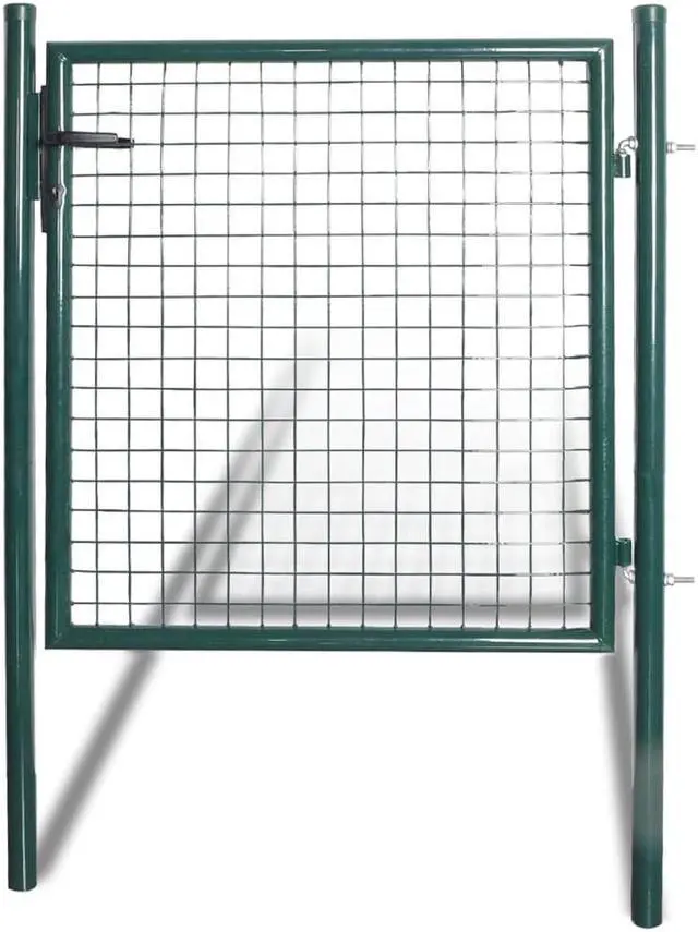 Alt view image 9 of 14 - vidaXL Fence Gate Metal Fence Post Outdoor Garden Gate Powder-Coated Steel