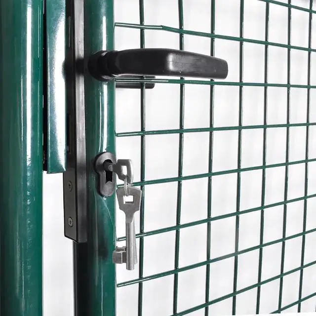 Alt view image 12 of 14 - vidaXL Fence Gate Metal Fence Post Outdoor Garden Gate Powder-Coated Steel