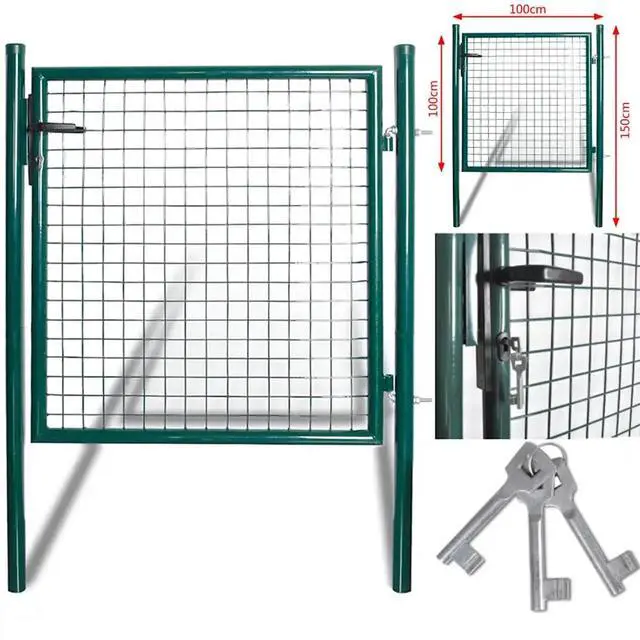 Alt view image 14 of 14 - vidaXL Fence Gate Metal Fence Post Outdoor Garden Gate Powder-Coated Steel