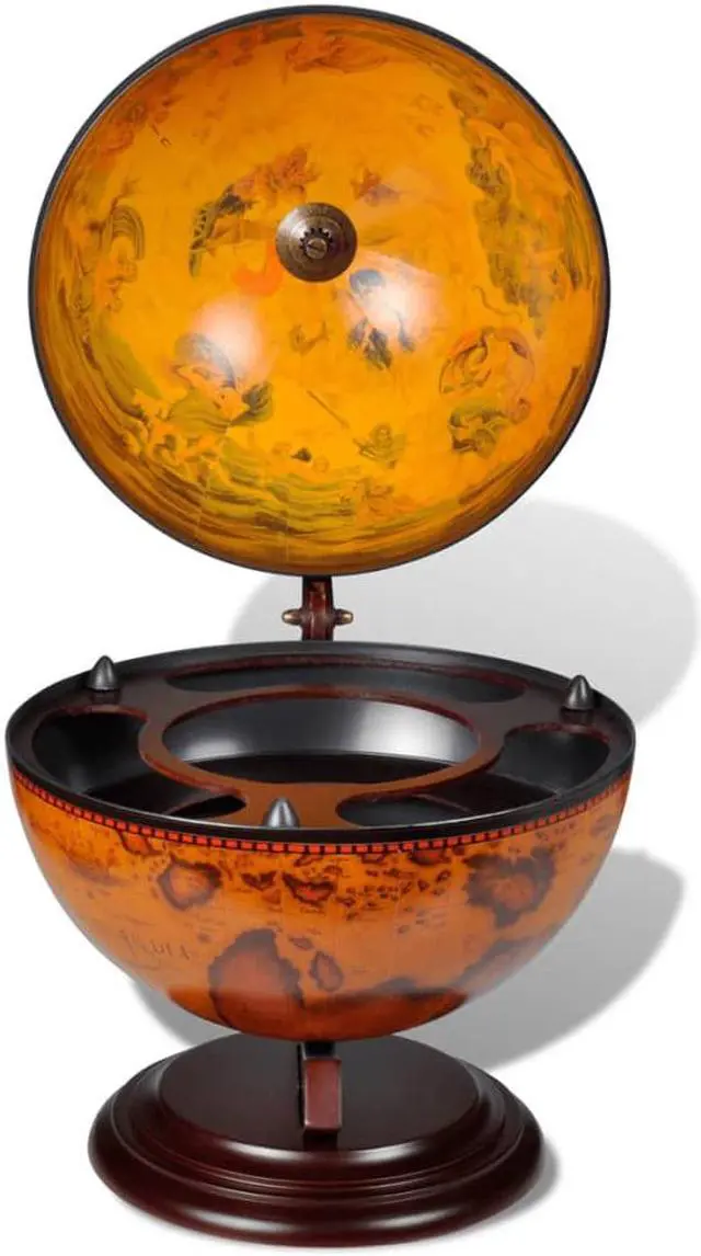 Alt view image 9 of 12 - vidaXL Globe Wine Bar Tabletop Wine Rack Bar Cabinet Solid Eucalyptus Wood