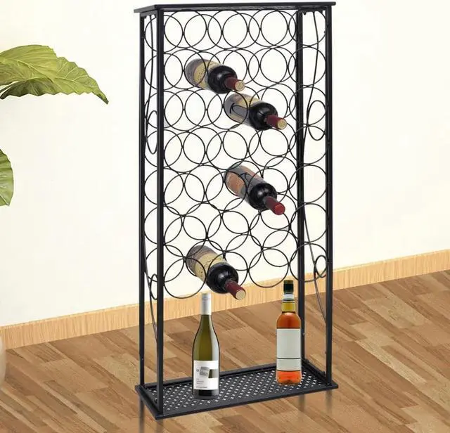 Alt view image 14 of 18 - vidaXL Wine Rack Wine Bottle Holder for 28 Bottles Floor Wine Cabinet Metal