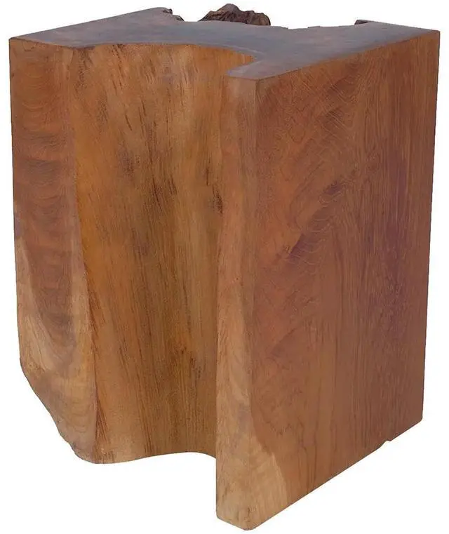 Alt view image 12 of 12 - vidaXL 11.8" Wide Solid Teak Wooden Log Stool Resin Chair Side Table Handmade