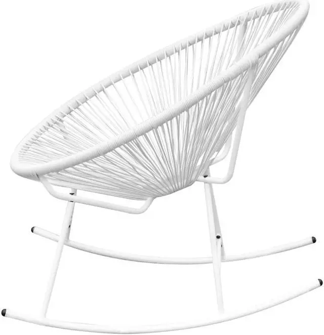 Alt view image 16 of 20 - vidaXL Rocking Chair All Weather Resistant Patio Rocker Chair White Poly Rattan