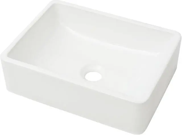 Alt view image 6 of 10 - vidaXL Basin Ceramic White 16.1"x11.8"x4.7"
