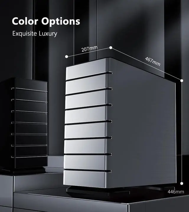 Alt view image 6 of 7 - ABEE SMART EM30 SILVER ATX Mid-Tower Aluminum Computer Case w/ Compact Size, Aluminum Frame & All Panels, 3D High-Gloss Front Panel, Unique CNC Groove Shape of Aluminum Top Cover, CNC Aluminum Base