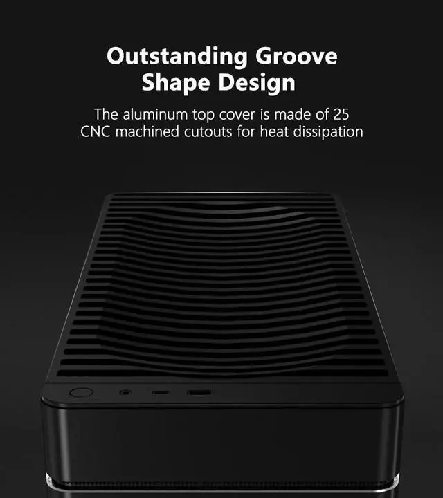 Alt view image 4 of 7 - ABEE SMART EM30 BLACK ATX Mid-Tower Aluminum Computer Case w/ Compact Size, Aluminum Frame & All Panels, 3D High-Gloss Front Panel, Unique CNC Groove Shape of Aluminum Top Cover, CNC Aluminum Base