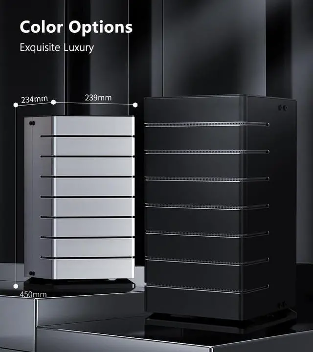 Alt view image 6 of 7 - ABEE AS Enclosure RS07 SILVER Mini-ITX Aluminum Computer Case w/ Aluminum Frame, 3D High-Gloss Front Panel, Unique CNC Groove Shape of Aluminum Top Cover, CNC Aluminum Base, ATX/SFX/SFX-L PSU Support